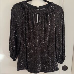 Vince Camuto Black Sequin Blouse